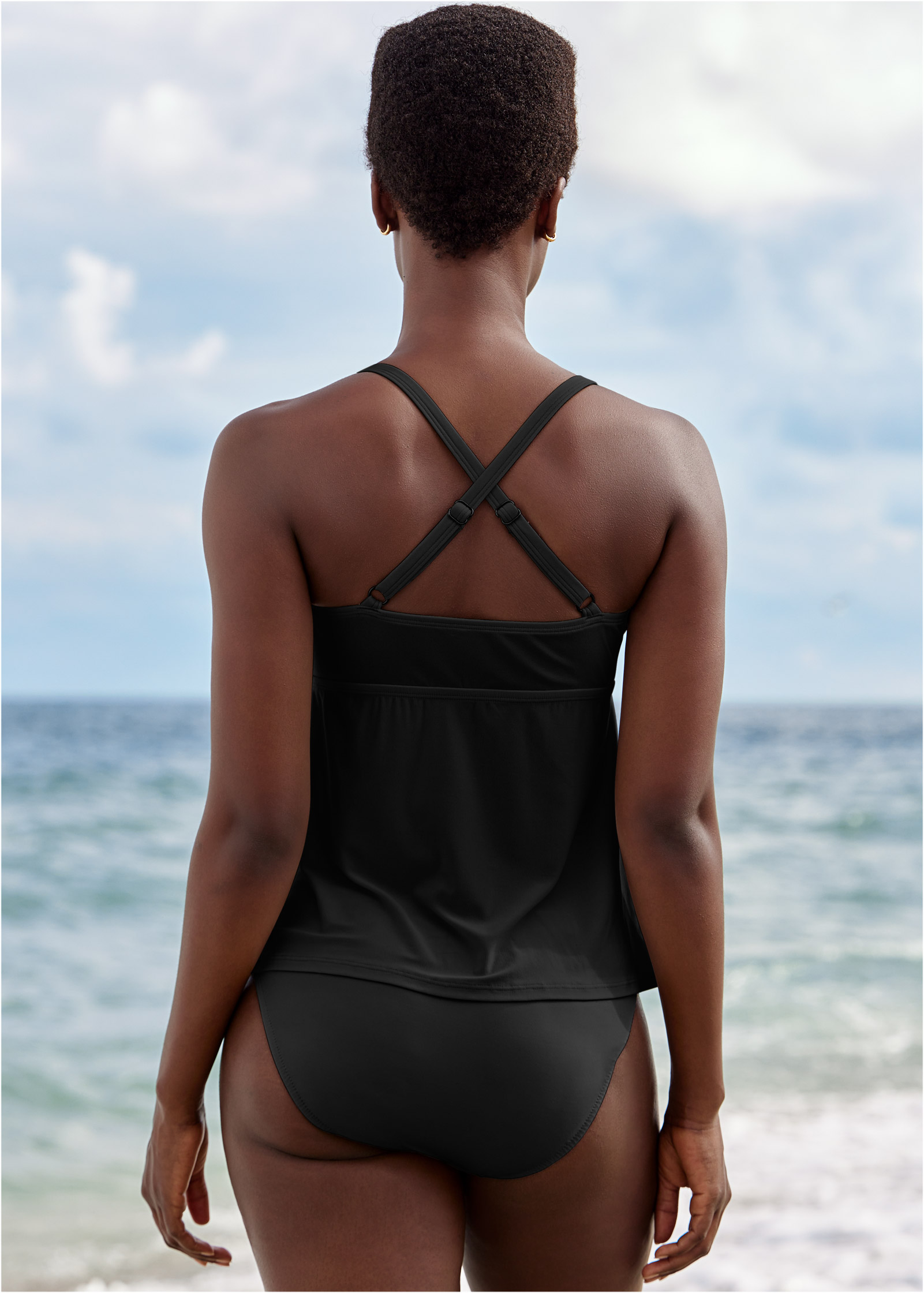 Flyaway Tankini Top in Black Beauty Bikini VENUS