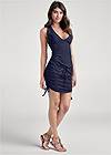 Full front view Ruched Casual Mini Dress