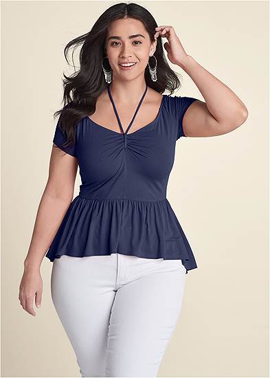 Plus Size Casual High-Low Top
