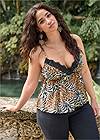 Front View Abstract Animal Print Lace Top