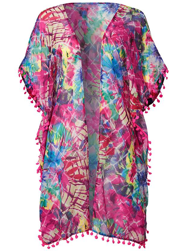 Ghost with background  view Pom-Pom Fringe Cover-Up
