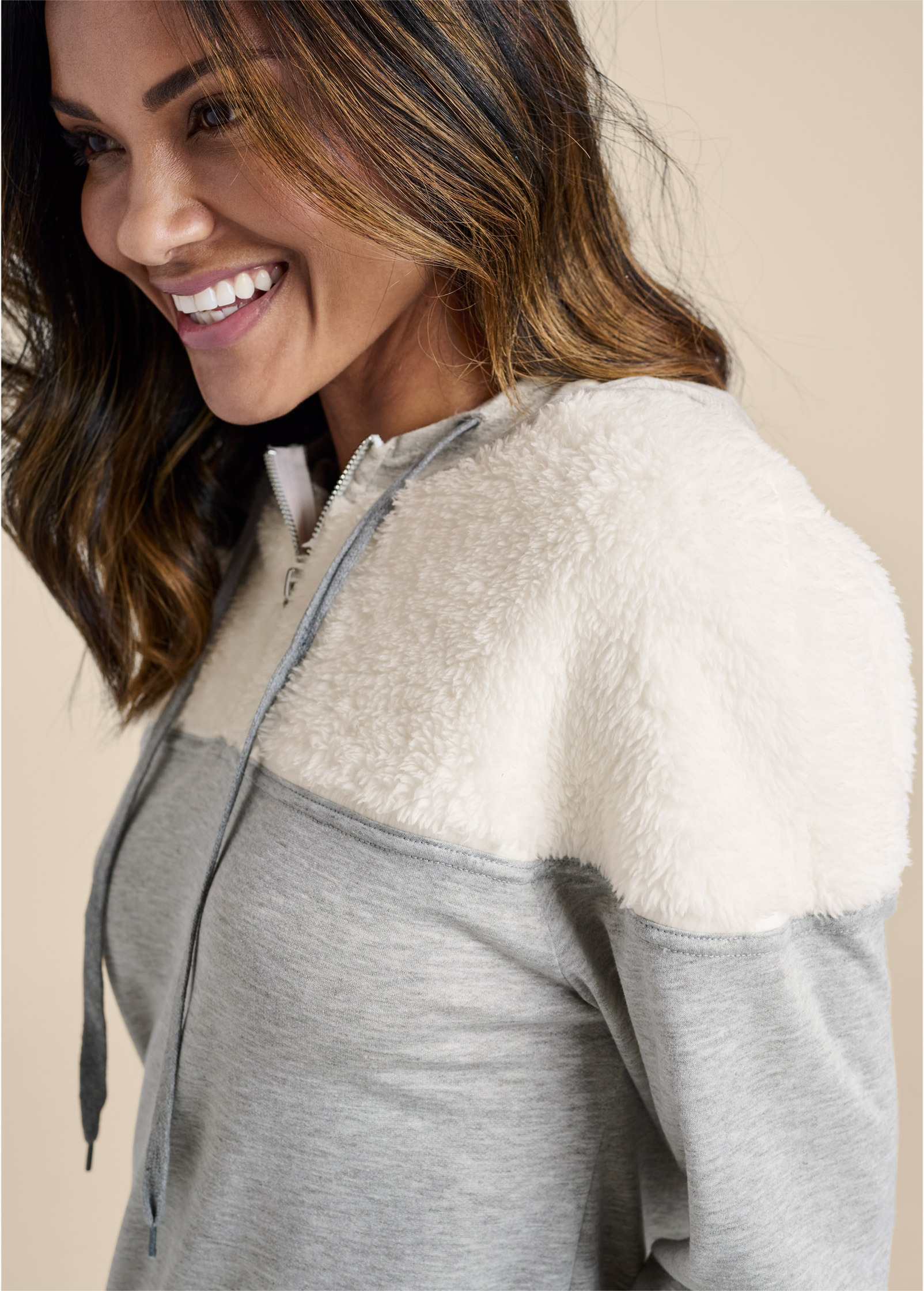 Grey best sale sherpa sweatshirt