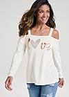 Cropped Front View Love Cold Shoulder Top