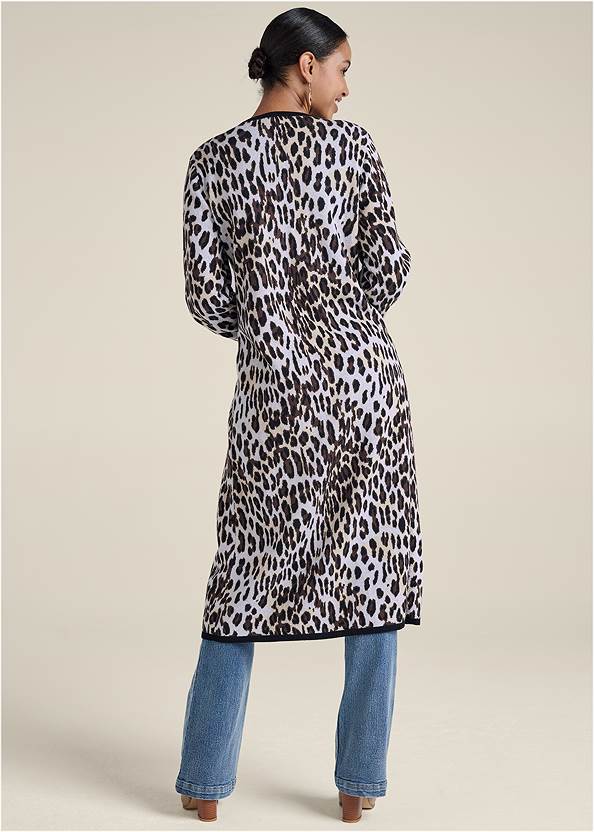 Full back view Snow Leopard Print Duster