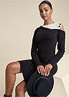 Cropped Front View Open Shoulder Sweater Dress