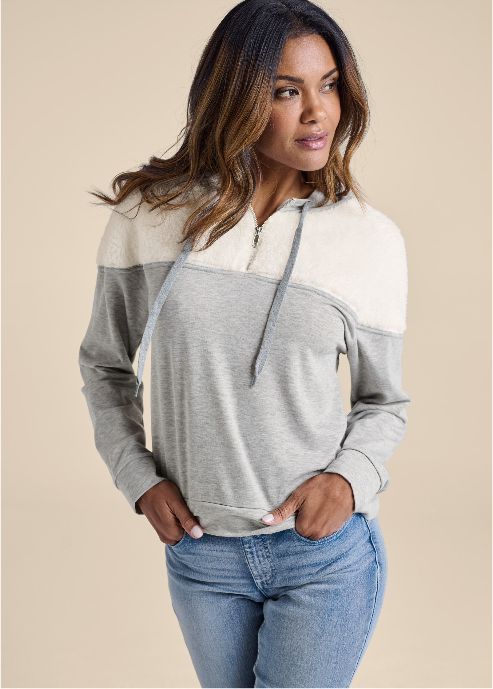 Grey cheap sherpa sweatshirt