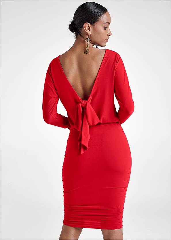 Cropped back view Tie Back Bodycon Dress