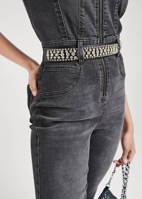 Detail  view Sleeveless Denim Jumpsuit