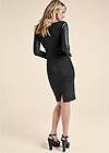 Full back view Faux-Leather Surplice Dress