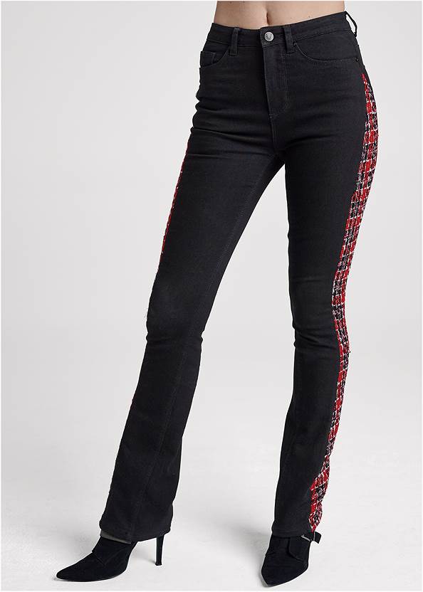 Waist down front view Tweed Bootcut Jeans