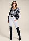 Full front view Plaid Sweater Set