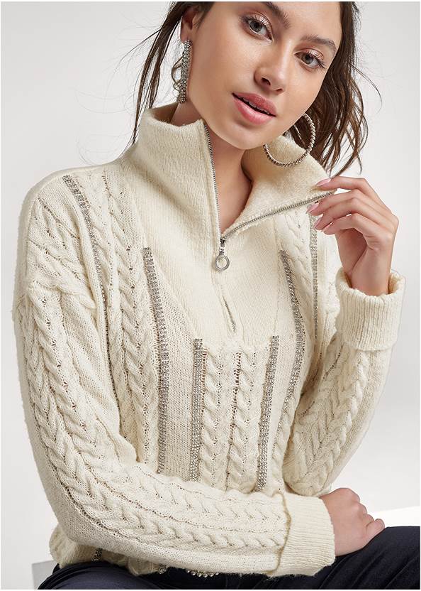 Detail  view Embellished Half Zip Sweater