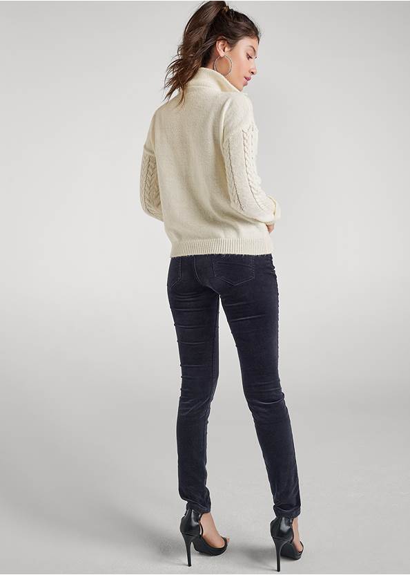Full back view Embellished Half Zip Sweater