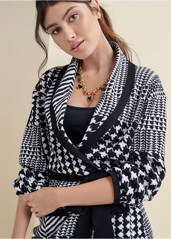 Detail  view Houndstooth Wrap Cardigan