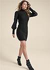 Full Front View Lace Sleeve Sweater Dress
