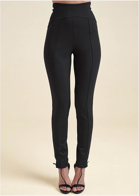 Waist down front view Piped High-Rise Ponte Pants