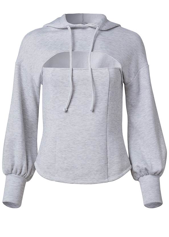 Ghost with background  view Hooded Cutout Sweatshirt