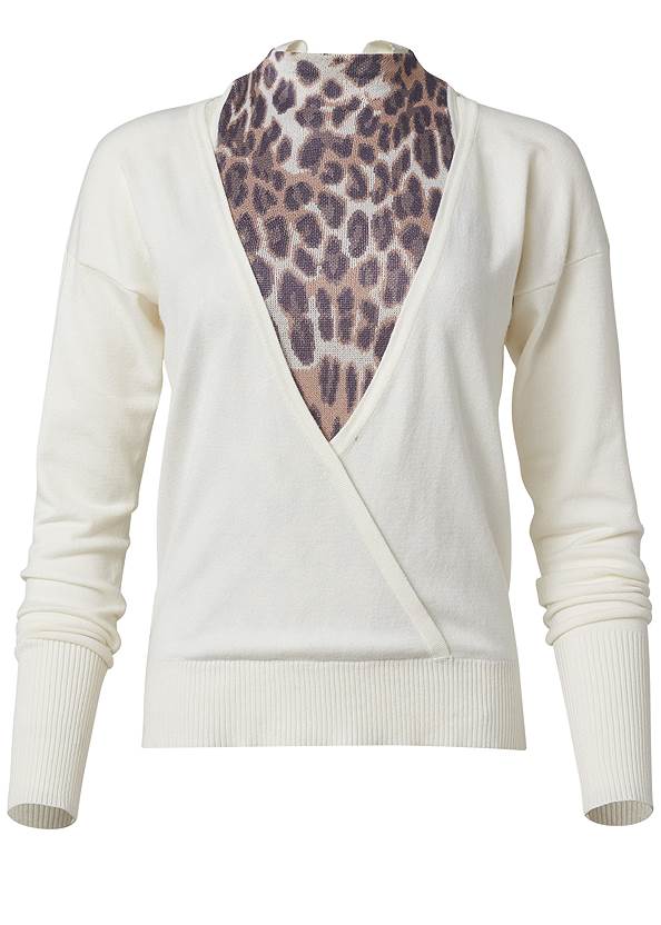 Ghost with background  view Leopard Turtleneck Sweater