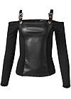 Ghost with background  view Faux Leather Buckle Detail Top