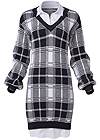 Ghost with background  view Plaid Sweater Twofer Dress