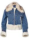 Ghost with background  view Faux-Fur Trim Trucker Jean Jacket