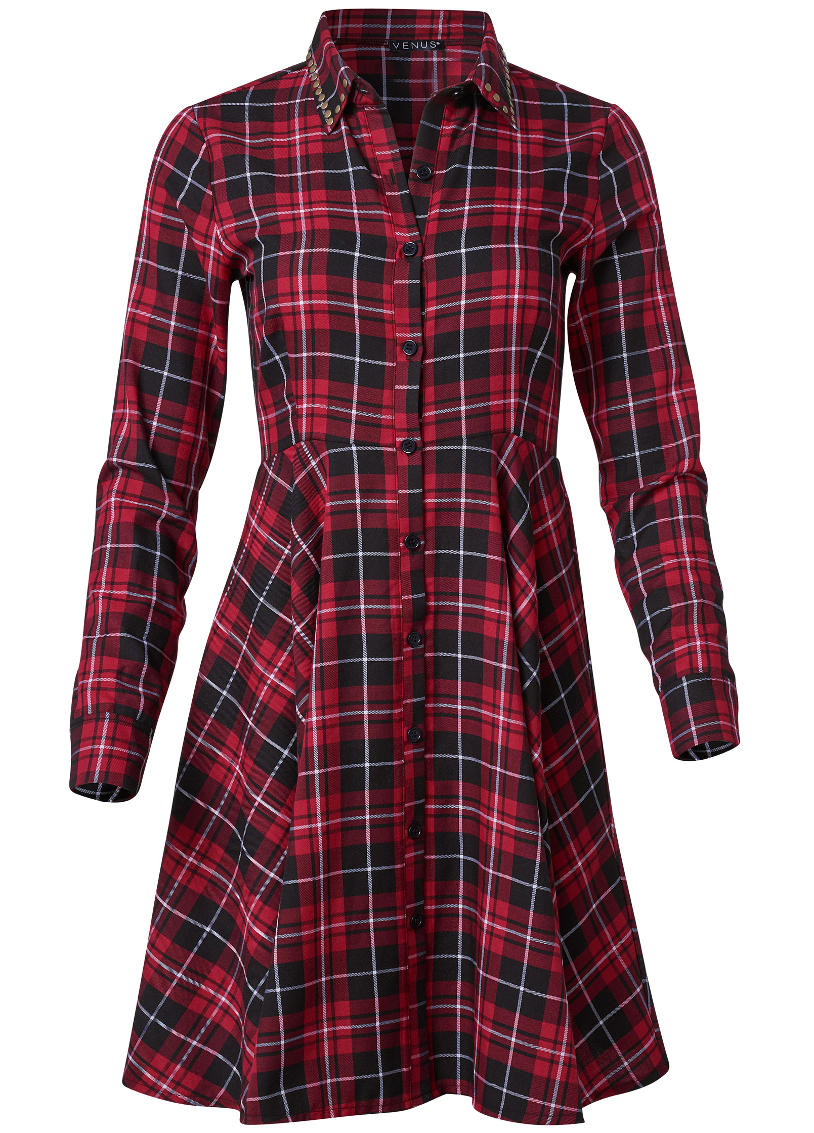 venus red plaid dress