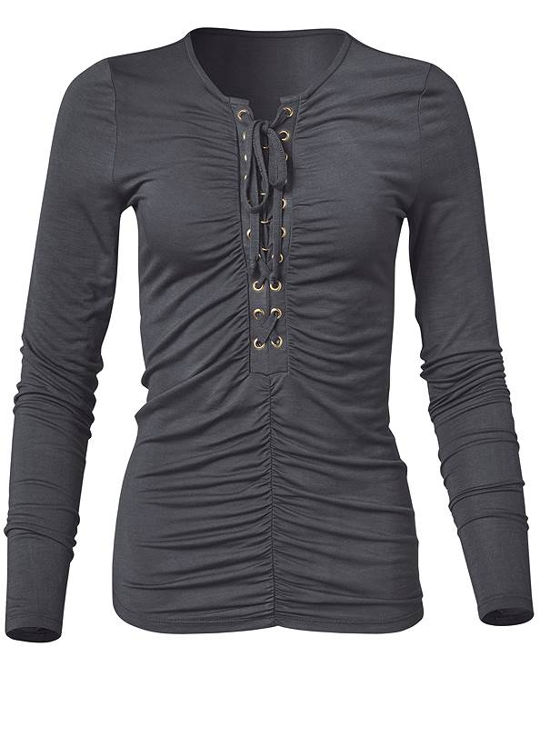 Ghost with background  view Lace Up Ruched Top