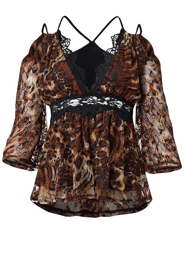 Ghost with background  view Animal Print Lace Top