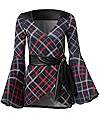 Ghost with background  view Bell Sleeve Plaid Top
