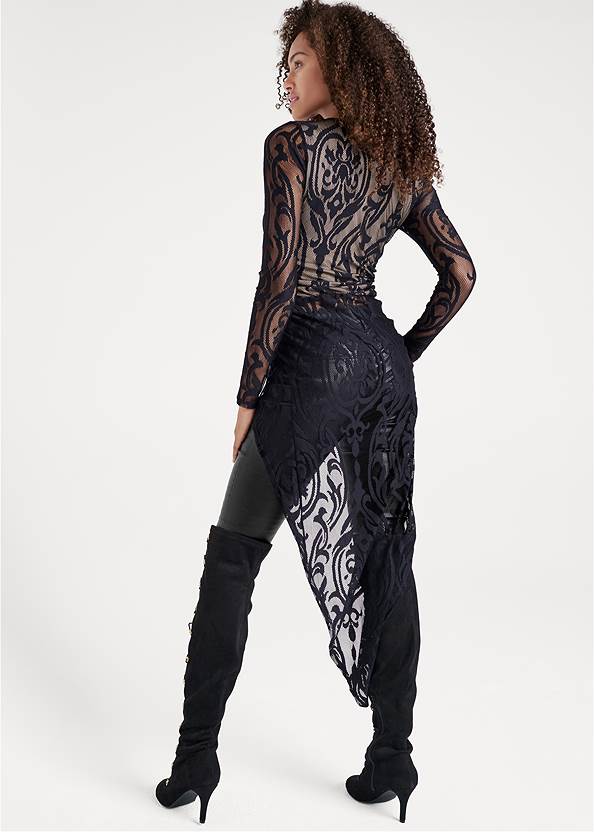 Full back view Lace Cutout Front Maxi Top