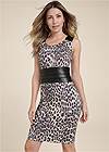 Cropped front view Faux Leather Animal Print Dress