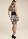 Full back view Faux Leather Animal Print Dress