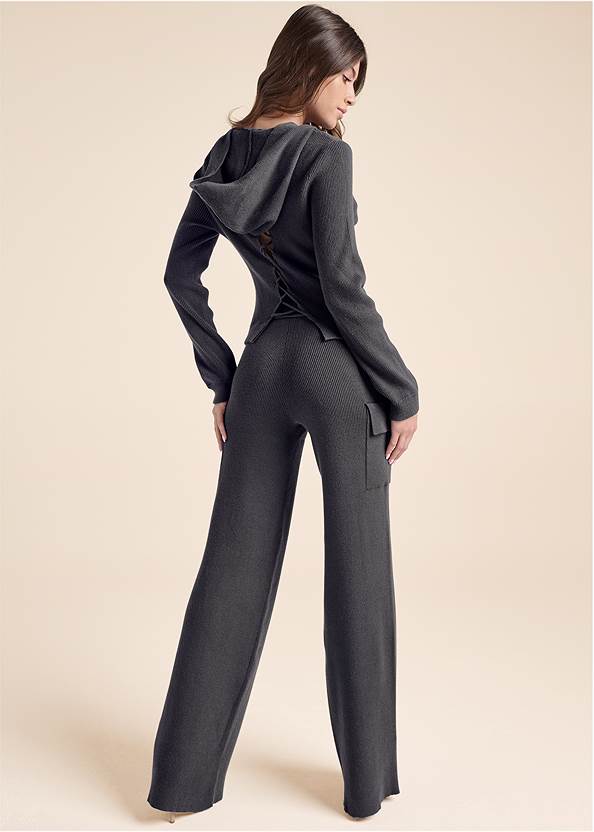 Full back view Laced Detail Ribbed Sweater Set