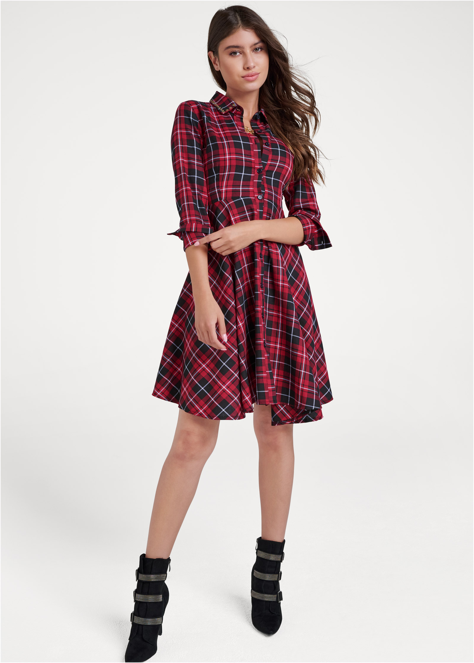 venus red plaid dress