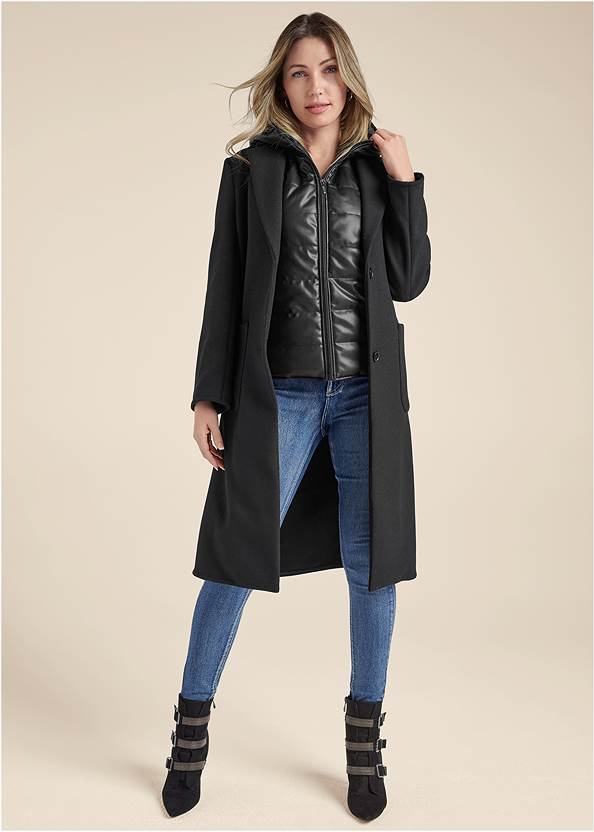 Full front view Layered Coat And Vest Set