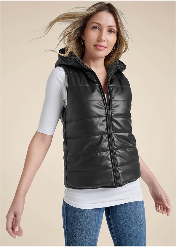 Detail  view Twofer Coat/Faux-Leather Vest