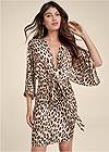 Cropped front view Twist Front Animal Print Dress
