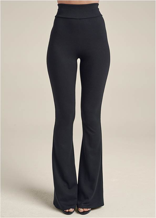 Waist down front view Flared Leg Ponte Pants