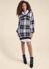 Full front view Plaid Layered Sweater Dress