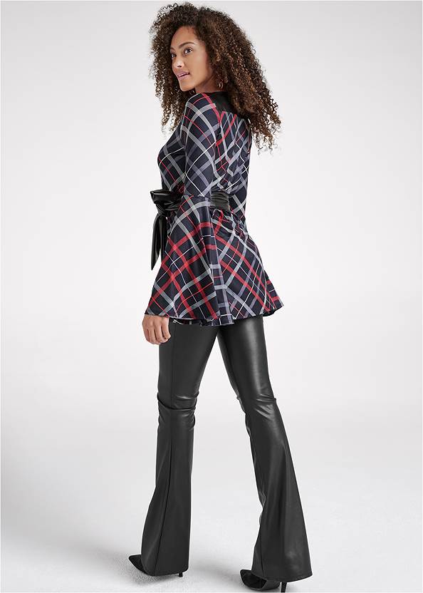 Full back view Bell Sleeve Plaid Top