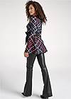 Full back view Bell Sleeve Plaid Top