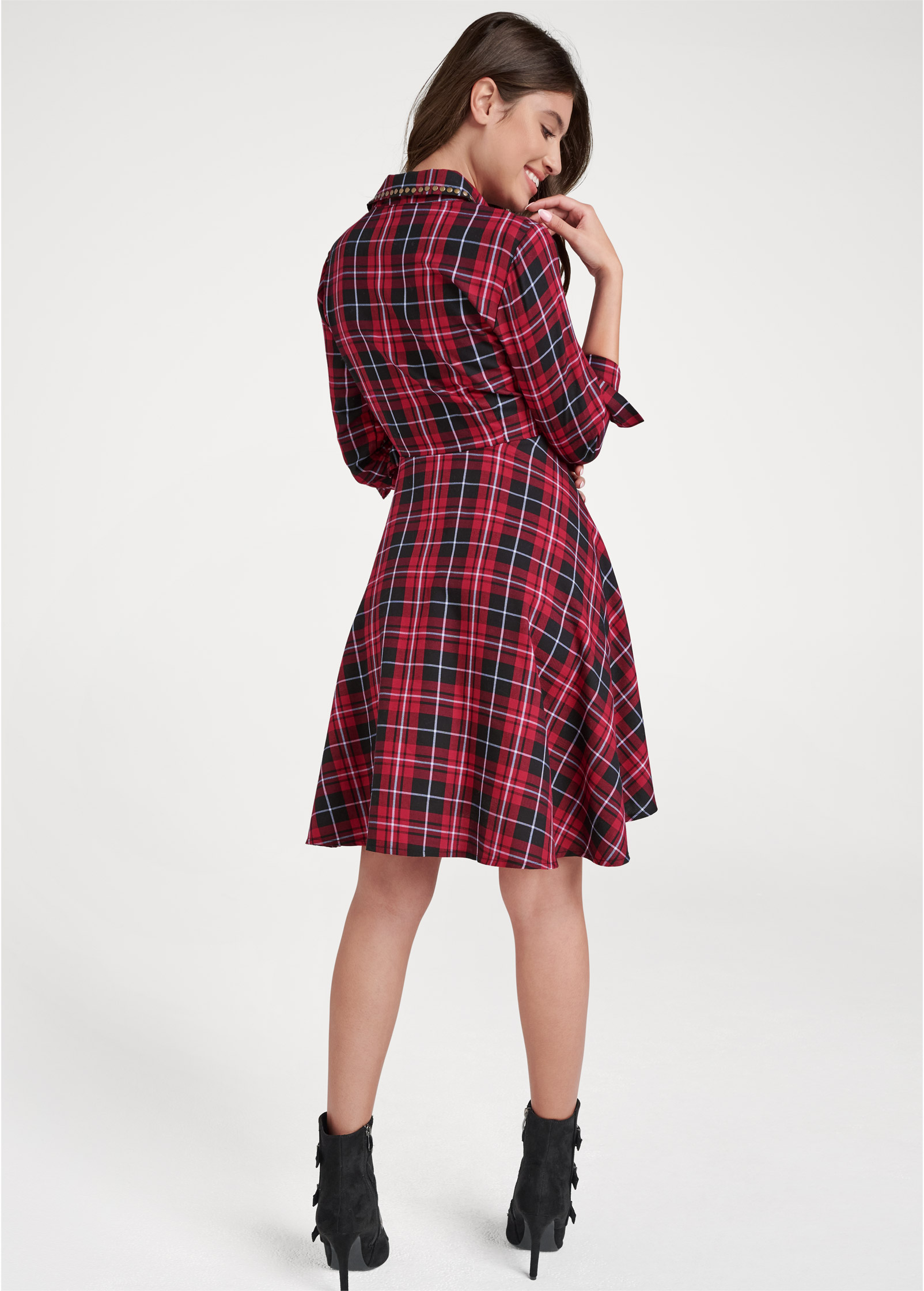 venus red plaid dress