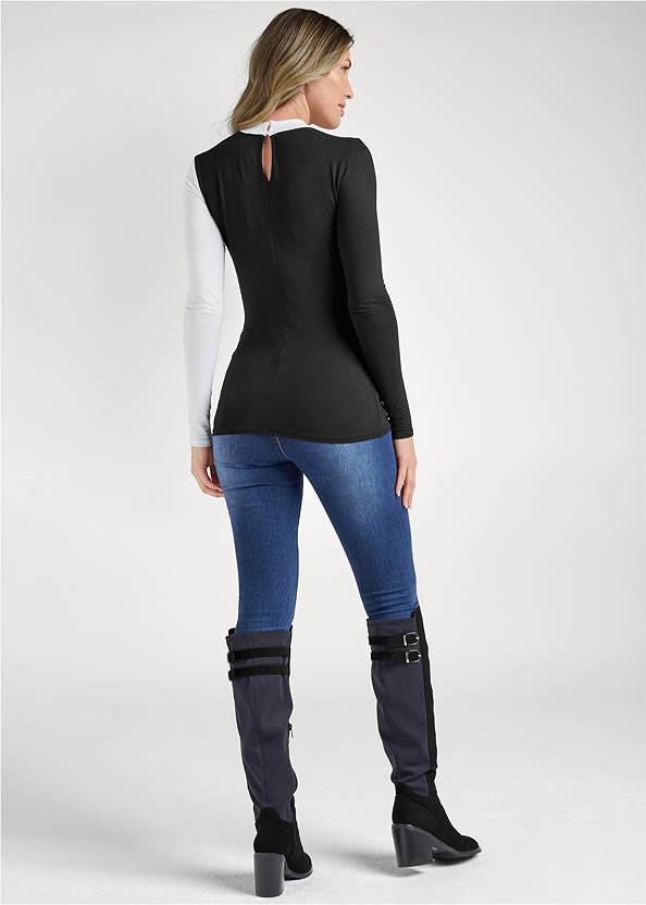 Full back view Asymmetrical Colorblock Top
