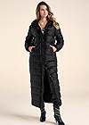 Full front view Faux Leather Puffer Trench Coat