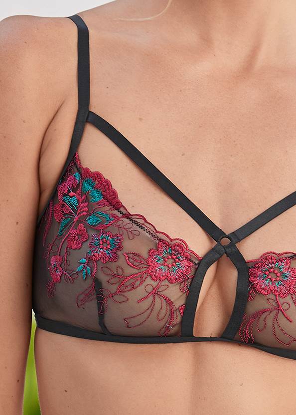 Detail front view Embroidered Bra And Panty Set