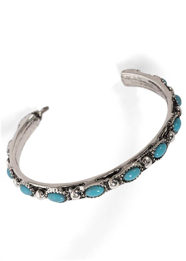 Detail  view Silver Turquoise Hoops