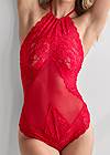 Alternate View Sheer Lace Halter Teddy