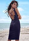 Cropped back view Strappy Back Ruched Dress, Any 2 For $49