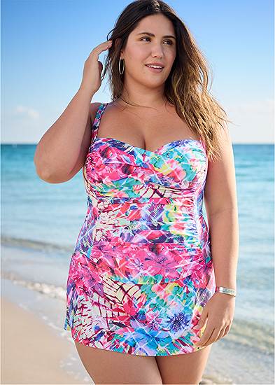 Plus Size Slimming Skirted One-Piece