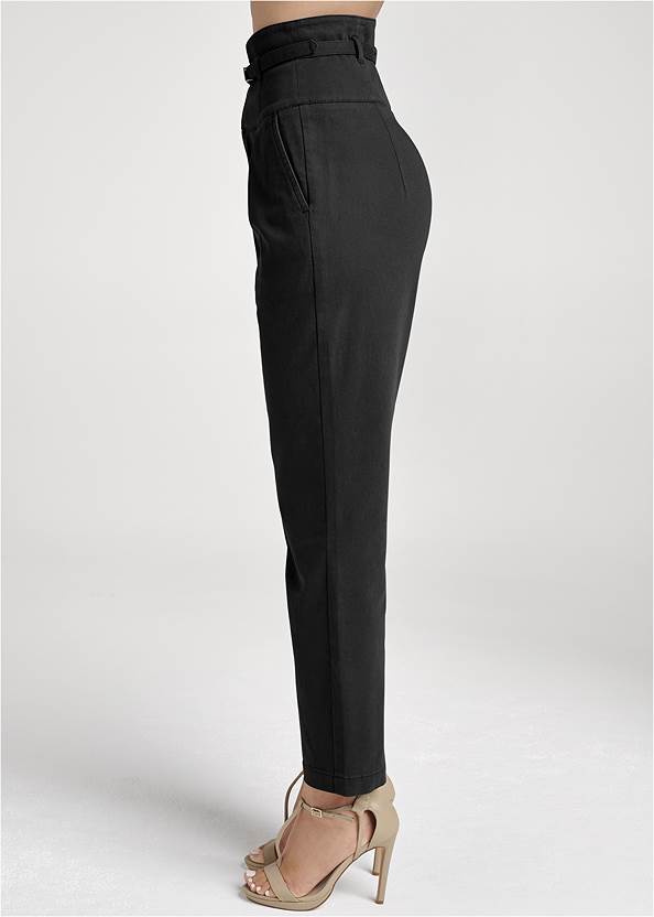 Waist down side view Belted High-Waist Trousers